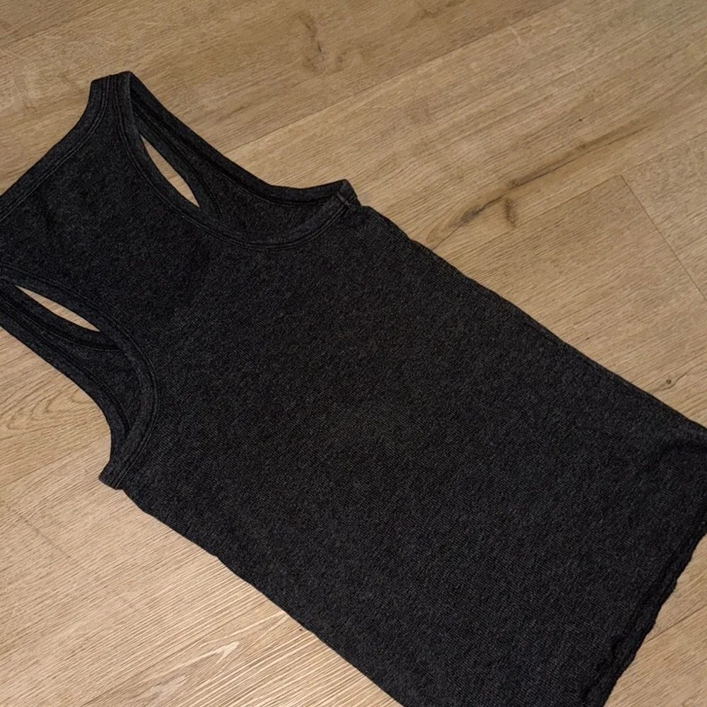 aerie Charcoal Gray Scoop Neck Ribbed Tank Top - Picture 5 of 6